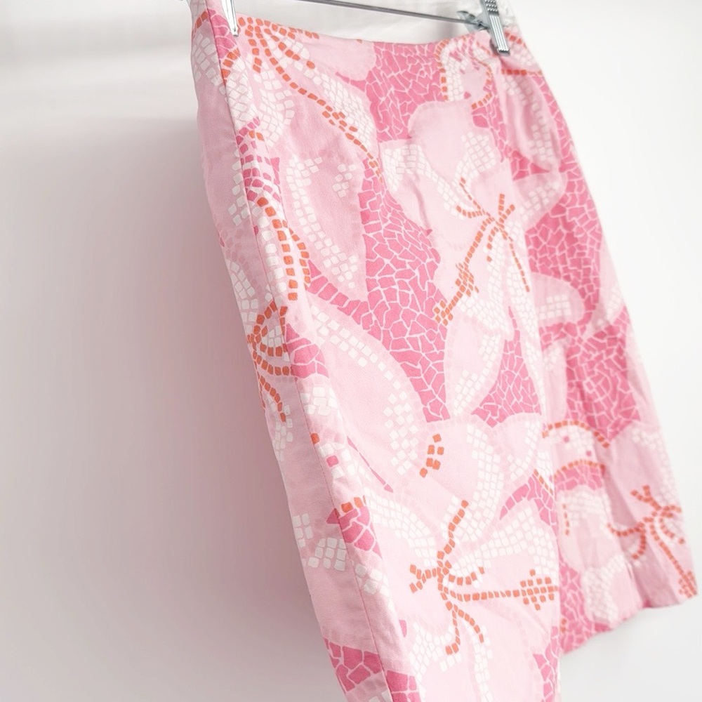 Lilly Pulitzer Vintage White Label Pink Mosaic Floral hibiscus Skirt size 4 - Picture 3 of 10